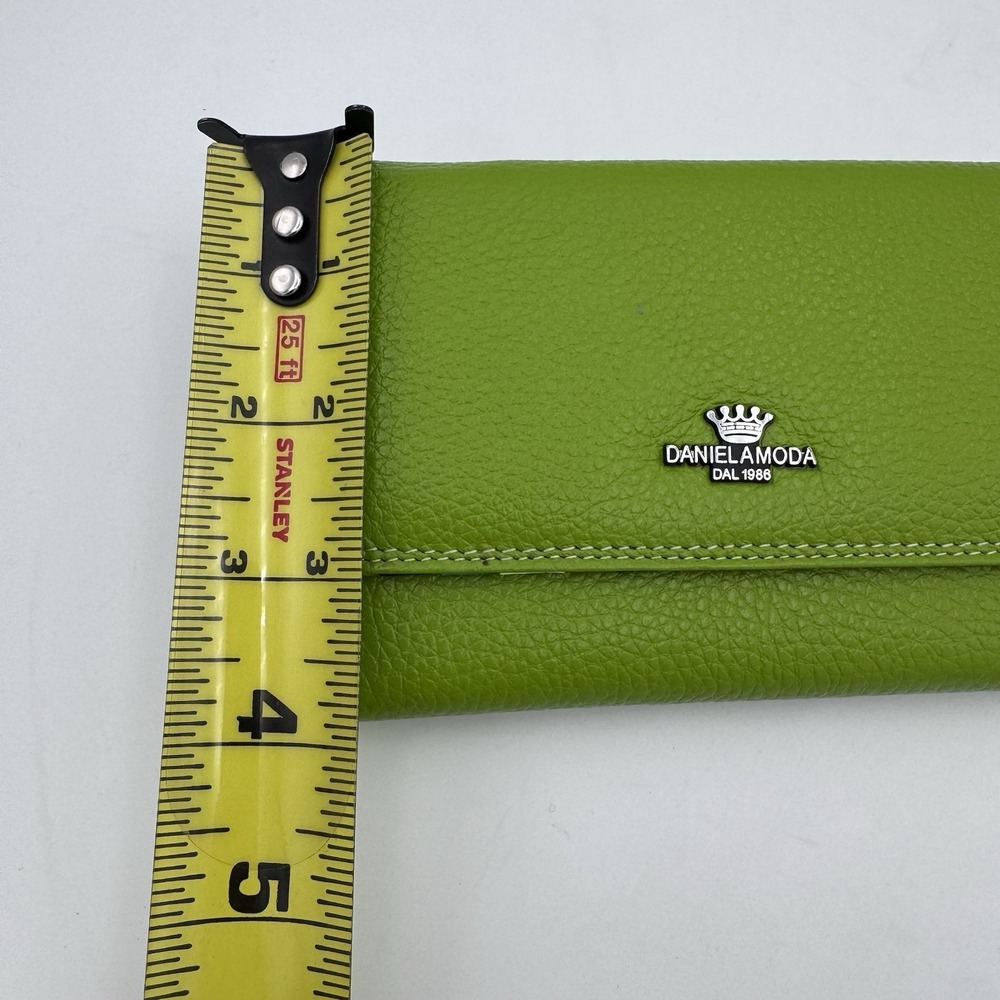 Daniel Amoda Genuine Leather Vera Pelle Tri-fold Wallet Green/Multicolor - Picture 7 of 11